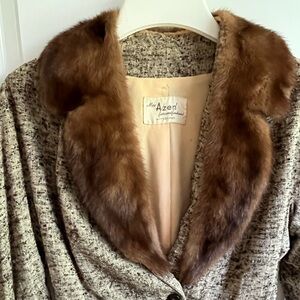 Vintage Womans Suit. early fifties Max Azen women’s suit. Fur color suit